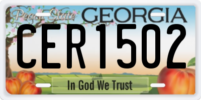 GA license plate CER1502