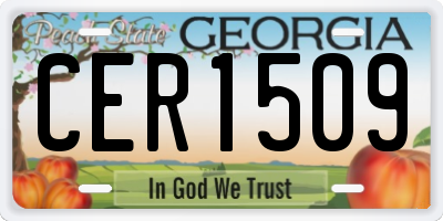 GA license plate CER1509