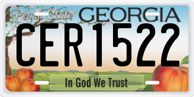 GA license plate CER1522