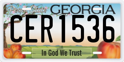 GA license plate CER1536