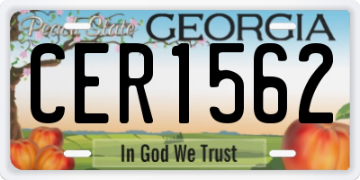 GA license plate CER1562