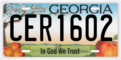 GA license plate CER1602