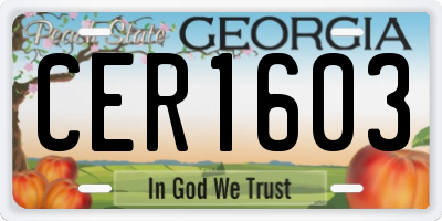 GA license plate CER1603