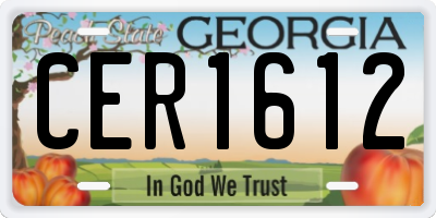 GA license plate CER1612