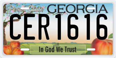 GA license plate CER1616