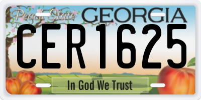 GA license plate CER1625
