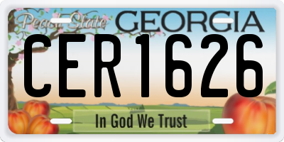 GA license plate CER1626