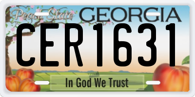 GA license plate CER1631
