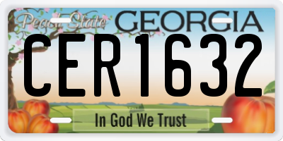 GA license plate CER1632