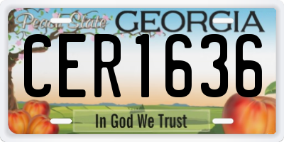 GA license plate CER1636