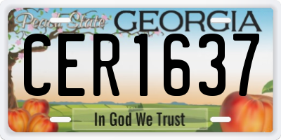GA license plate CER1637