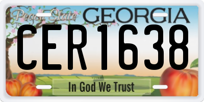 GA license plate CER1638