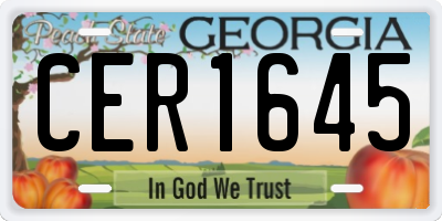 GA license plate CER1645