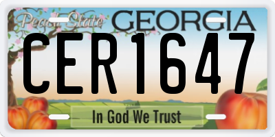 GA license plate CER1647