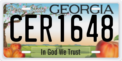 GA license plate CER1648