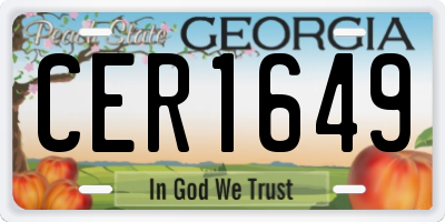 GA license plate CER1649
