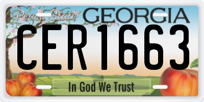 GA license plate CER1663