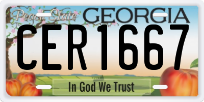 GA license plate CER1667