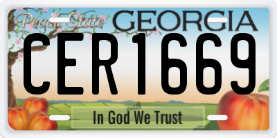 GA license plate CER1669