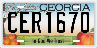 GA license plate CER1670