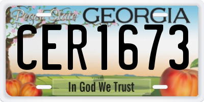 GA license plate CER1673
