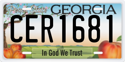 GA license plate CER1681