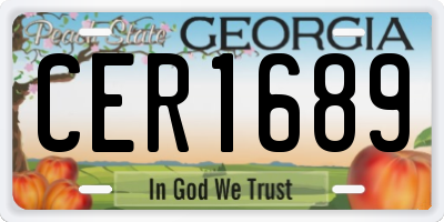 GA license plate CER1689
