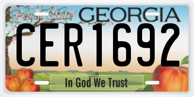 GA license plate CER1692
