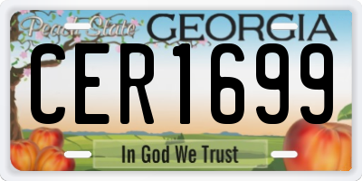 GA license plate CER1699