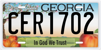 GA license plate CER1702