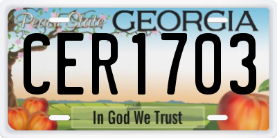 GA license plate CER1703