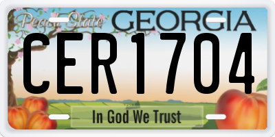 GA license plate CER1704