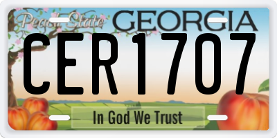 GA license plate CER1707