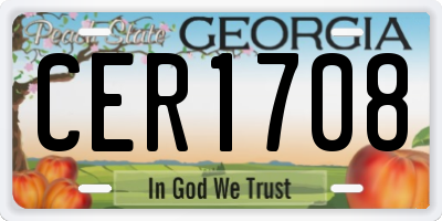 GA license plate CER1708