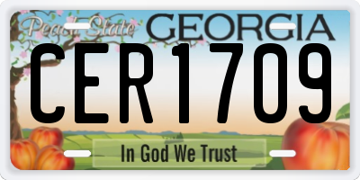GA license plate CER1709