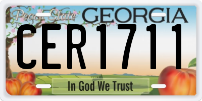GA license plate CER1711