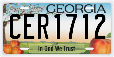GA license plate CER1712
