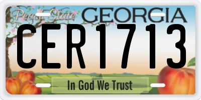 GA license plate CER1713
