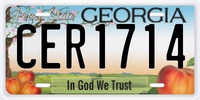 GA license plate CER1714