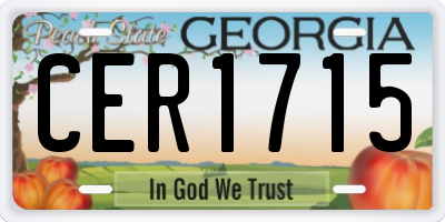 GA license plate CER1715