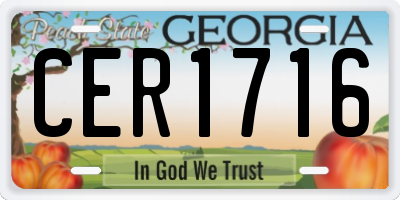 GA license plate CER1716