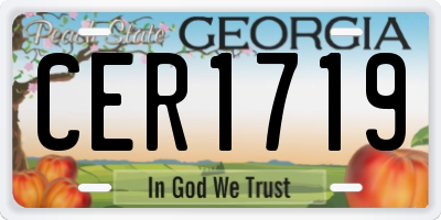 GA license plate CER1719