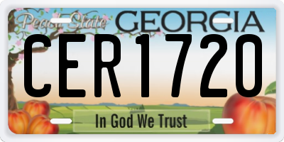 GA license plate CER1720