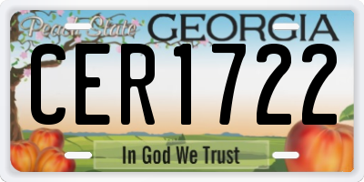 GA license plate CER1722