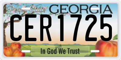 GA license plate CER1725