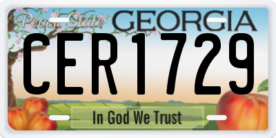 GA license plate CER1729