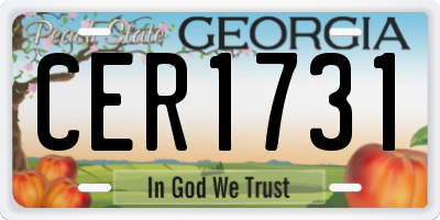 GA license plate CER1731