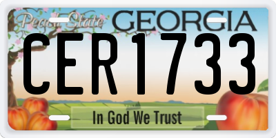 GA license plate CER1733
