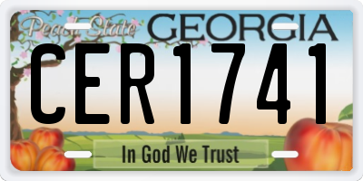 GA license plate CER1741