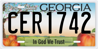 GA license plate CER1742